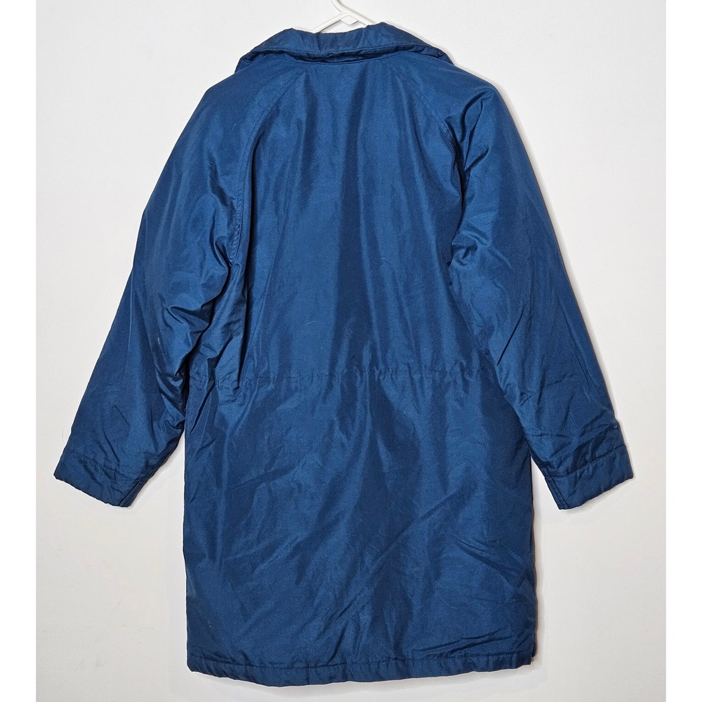 Cabelas Vintage Womens M Goose Down Long Coat Blue Plaid Lined Hunting Winter - Picture 5 of 5